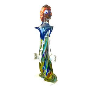 Murano Twisting Clown Figurine 1960s Italy 13.5" Lg Art Glass Fratelli Pitau Vtg
